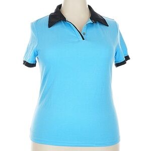 XXL Women’s Blue Polo Top with Black Outline
